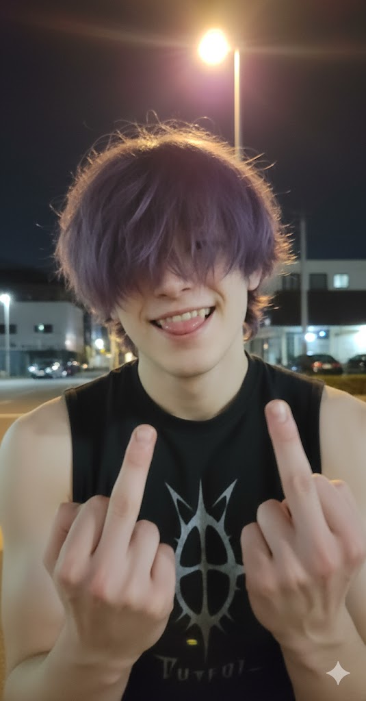 Greetings to all of you guys hehe I hope he doesn't lose control when he sees Karme like this 😆😁✨ #AIart #bara #chudai #bl #Karma #boy  #badboy