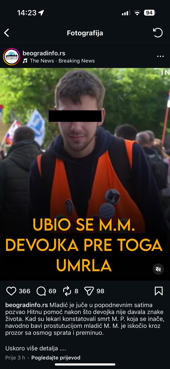 Ovaj profil u poslednjih nekoliko nedelja uzastopno objavljuje neistinite sadržaje o studentima, koristeći fotografije više naših kolega. Posebno se ističu dva slučaja: u jednom je objavljena vest o ubistvu uz fotografiju studenta koji nema nikakve veze sa tim slučajem. U drugom