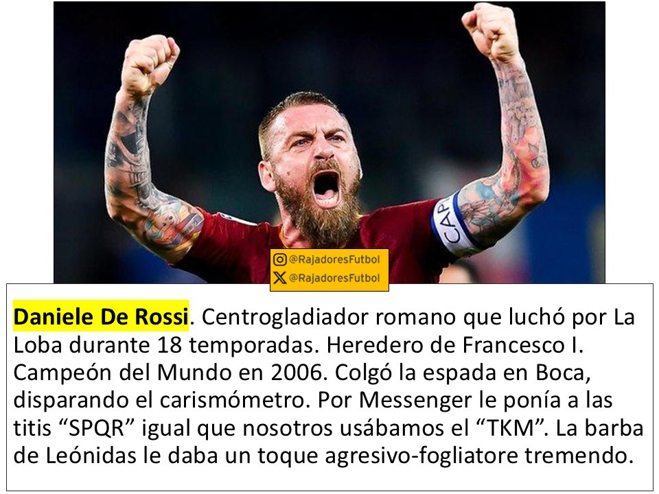 ⚽️Otros 10 tíos que siempre me han molado:

⬇️⬇️⬇️

1) Daniele De Rossi.
