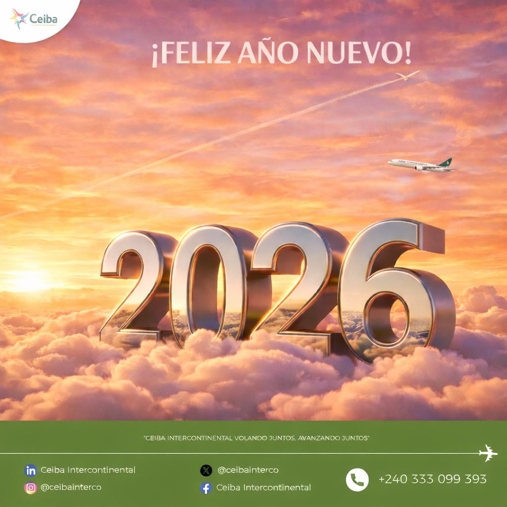 ✈️✨ ¡Feliz Año Nuevo 2026!
Seguimos volando juntos, conectando destinos y oportunidades.

#CeibaIntercontinental #Feliz2026 #VolandoJuntos