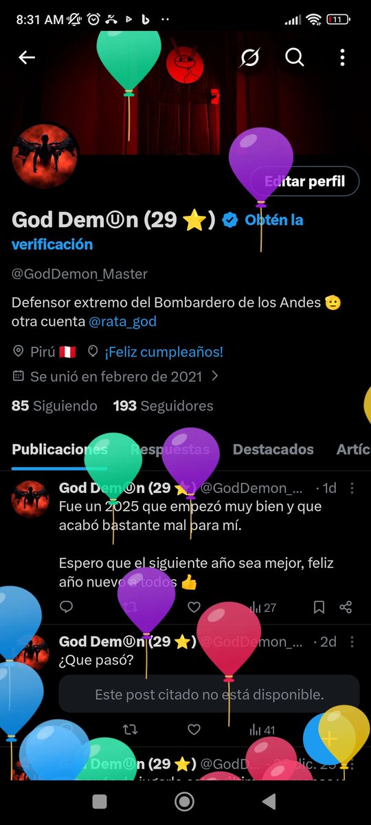 GodDemon_Master's tweet image. ¿Y estos globos?
A si es mi cumpleaños 🎂