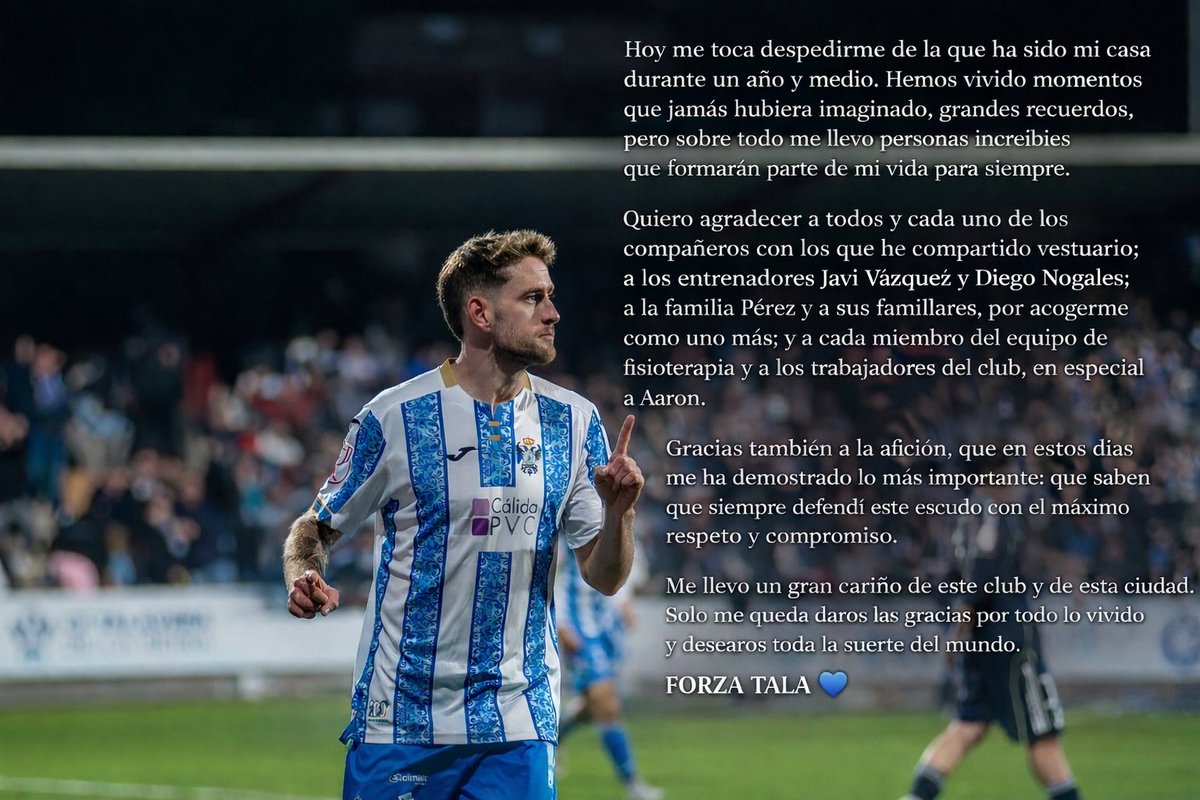 ¡Ha sido un orgullo defender estos colores! ¡Hasta pronto! 🔵⚪️⚽️🔝 <a href="/CFTalavera/">CF Talavera de la Reina</a>