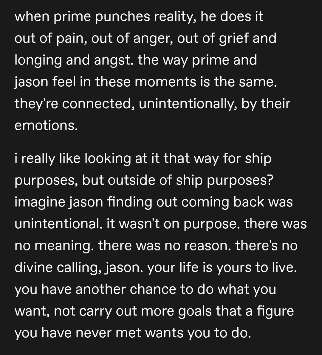 people on tumblr seemed to like my post about prime bringing jason back by  accident so im posting it here, too, image size:1080x1188