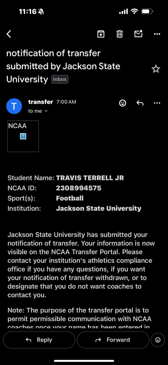 TravisJr18's tweet image. Officially in the transfer portal!