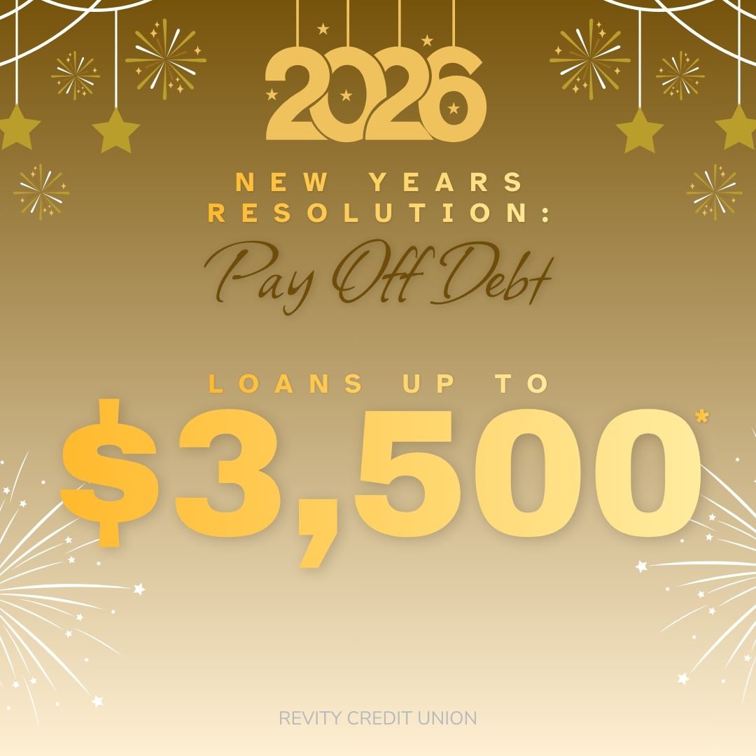 Revity_CU's tweet image. Start 2026 on the right foot by tackling your debt with confidence! At Revity Credit Union, we offer loans up to $3,500 to help you achieve your financial goals. Visit RevityCU.com and apply online to take the first step towards financial freedom today!