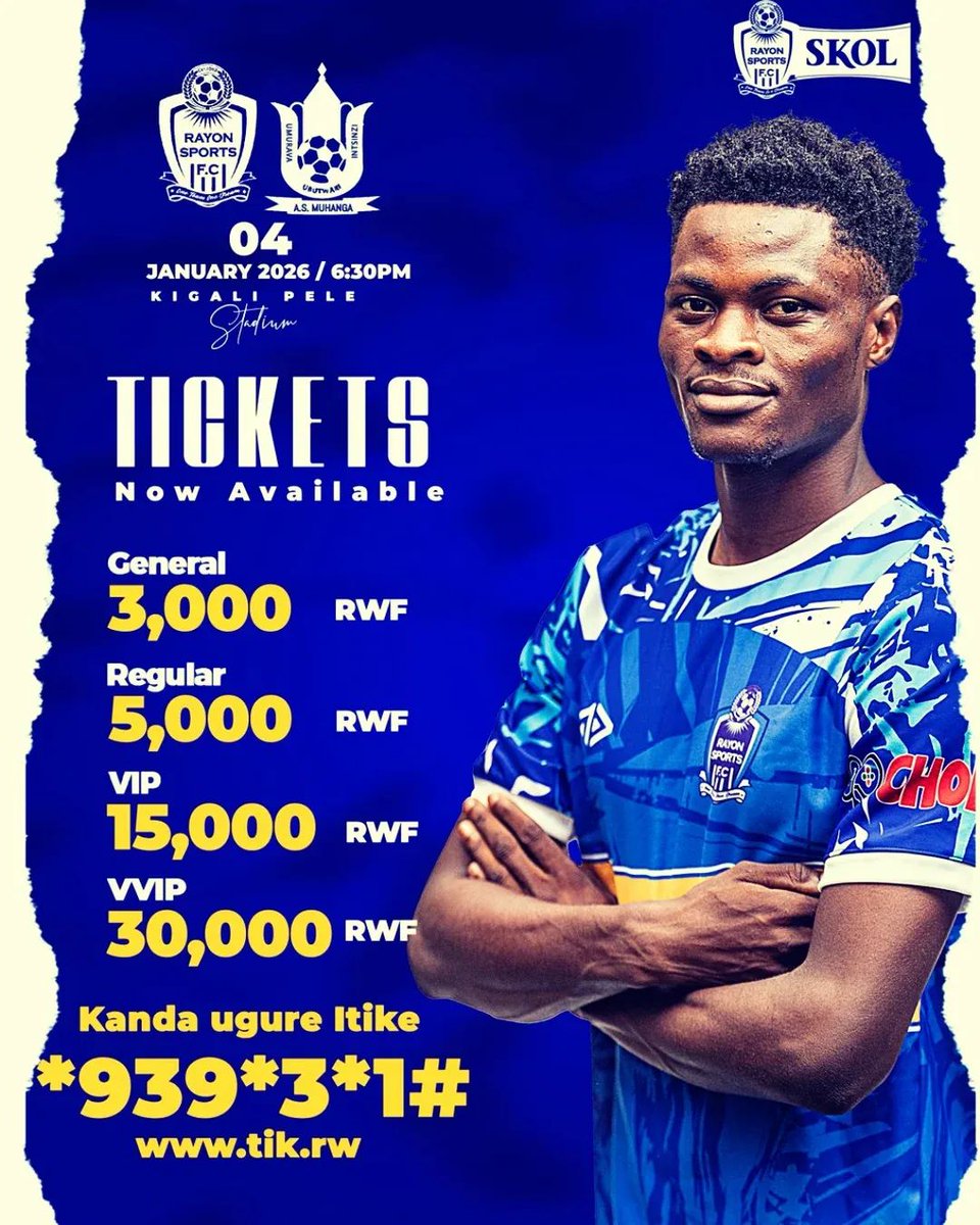 MGFanClub_'s tweet photo. #RwandaPremierLeague 

RAYON SPORTS Football Club 🆚  As Muhanga

Gura itike yawe kare uzaze twibyinire Murera💙🤍

📱 *939*3*1#

#TuriMGFanclub🇷🇼️ https://t.co/aJ7m6mnQlz