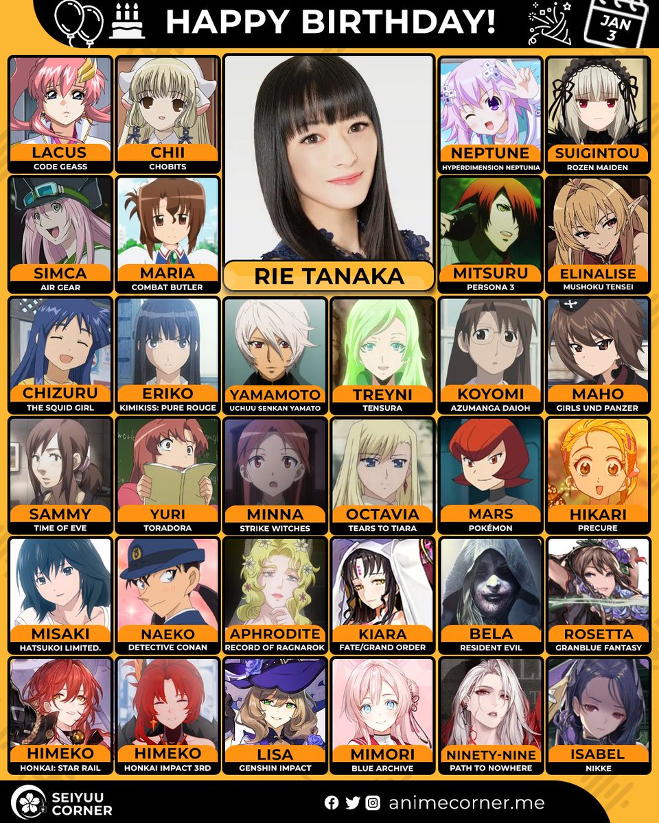 seiyuucorner's tweet image. Happy 17th birthday Rie Tanaka! 🎉 

Let's wish her all the best @tanakarie 

#RieTanaka #田中理恵 #田中理恵生誕祭2026