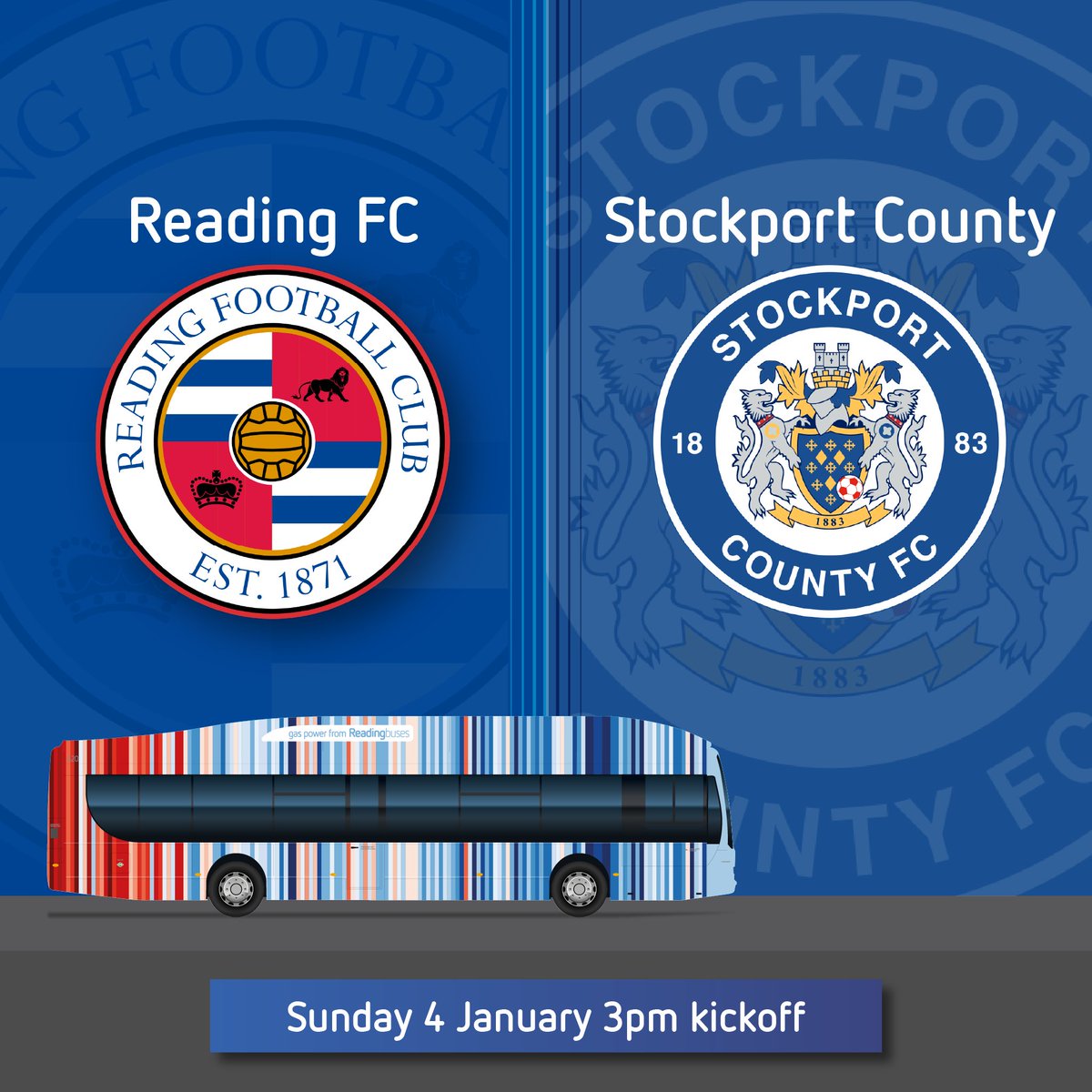 This Sunday <a href="/ReadingFC/">Reading FC</a> take on <a href="/StockportCounty/">Stockport County</a> in what could be a crucial match for the Royals. All our football buses are running so there's no excuse not to get down to the stadium and support the team! bit.ly/3Yl1jx7