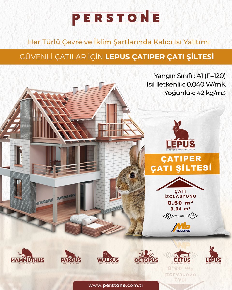 Lepus Çatıper Çatı Şiltesi, hafif yapısı sayesinde çatı sistemlerine ek yük oluşturmaz, güvenliği ve dayanımı artırır. Yüksek performanslı ısı yalıtımı, uzun ömürlü yapısı ve çevre dostu özellikleriyle çatılar için ideal bir çözümdür.

#perstone #inper #yalıtım #perlit