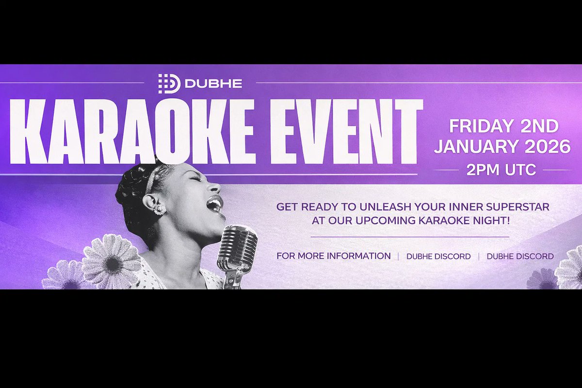 Karaoke vibes at Dubhe 🎤
Going live today by 2PM UTC on the official Dubhe Discord.
Sing, have fun, and yes  rewards and roles are up for grabs.
<a href="/DubheEngine/">Dubhe Engine</a>