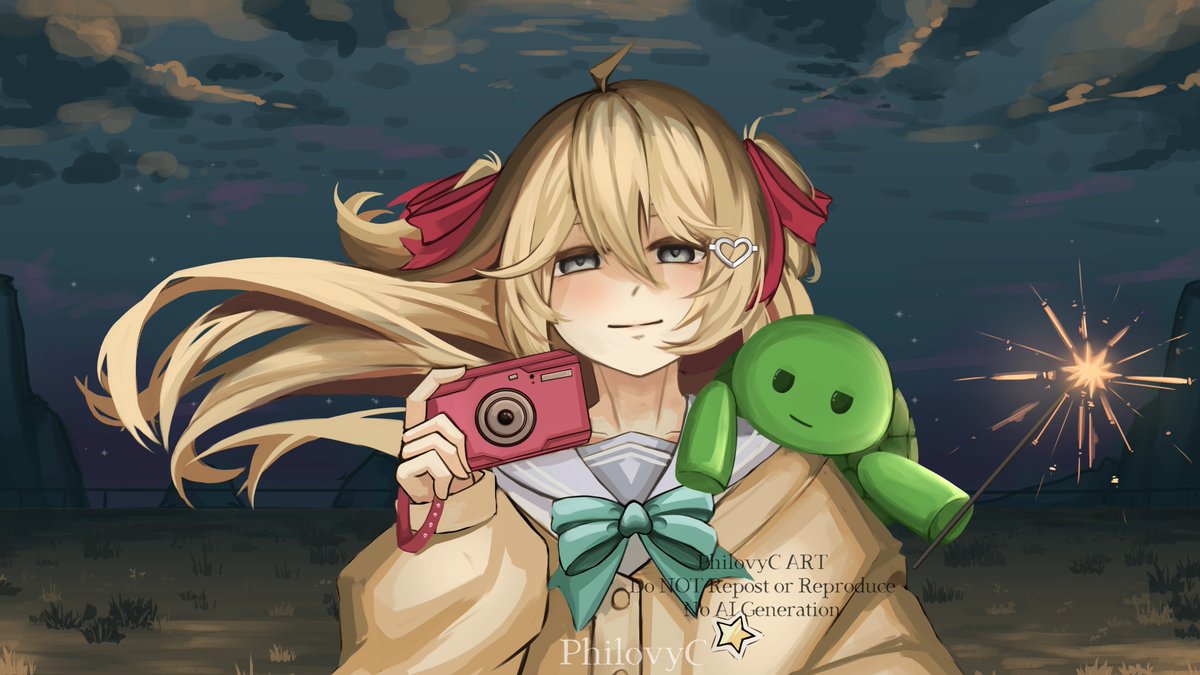 Neuro and Tutel! Taking pict~💔💜🐢

#heartheartart