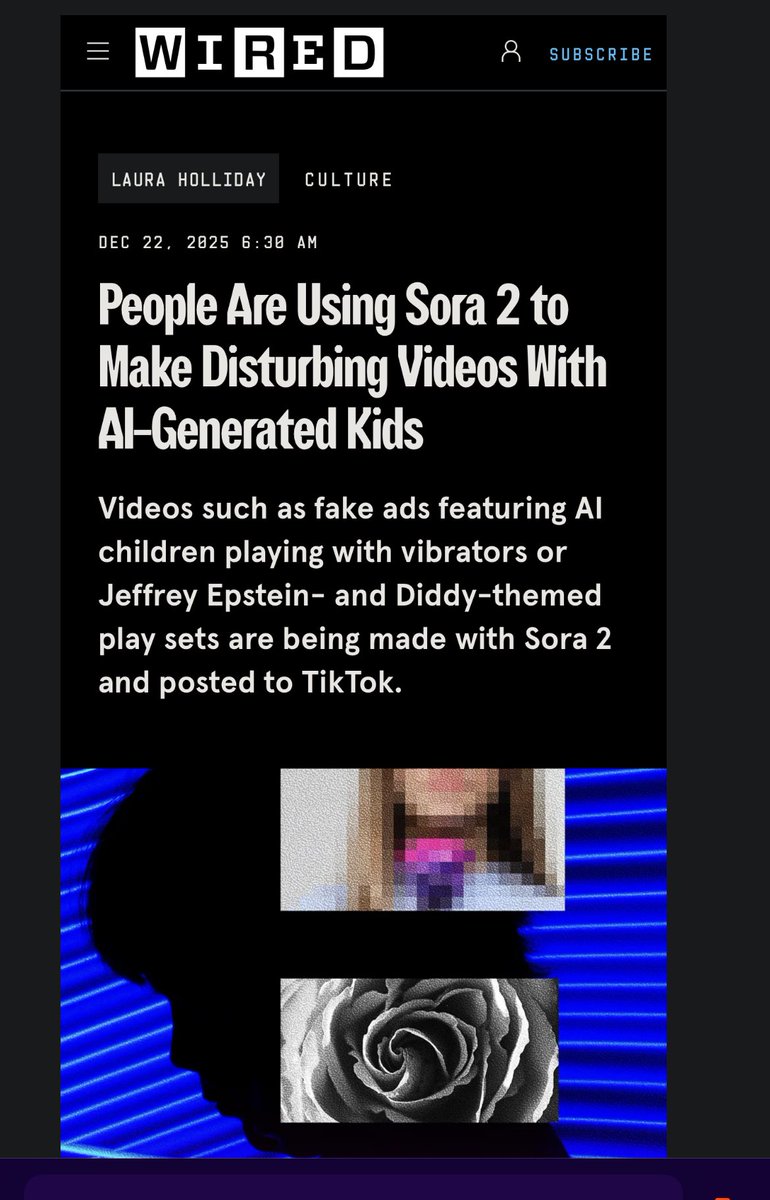 Pirat_Nation's tweet image. People are using Sora 2 to make disturbing videos with AI-generated kids.

Where is the red line in AI?