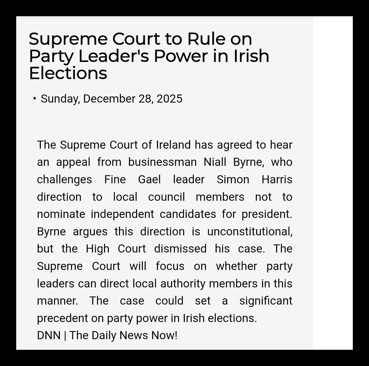 Let's hope the higher courts address alleged constitutional issues and prevent happening in future Presidential elections.🧑🏻‍⚖️🫶👆

<a href="/Niall_J_Byrne/">Niall James Byrne</a> <a href="/corastack2/">Dr Cora M Stack PhD</a> <a href="/CaseyPeterJ/">Peter Casey</a> <a href="/PurcellWal48885/">Walter Ryan Purcell</a> <a href="/MaryCarolanIT/">Mary Carolan</a> <a href="/IrishTimesPol/">Irish Times Politics</a>