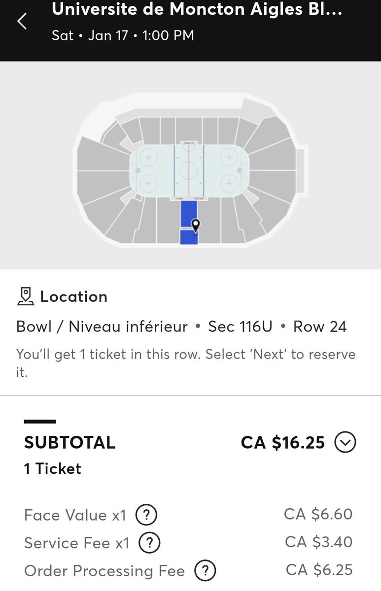A women's university hockey game at the Avenir Centre for Hockey Day in Canada. It would've made more sense to just take donations for tickets or something. I can't imagine they'll sell many tickets with $10 in fees. 😕