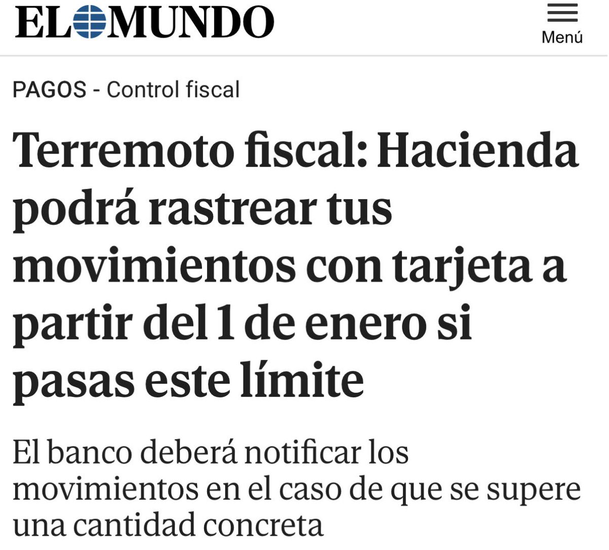 Señores tenemos que empezar a luchar contra esta banda del crimen organizado.
Ningún ser humano tiene derecho a mirar tus movimientos de la tarjeta invadiendo tu más absoluta privacidad.

Señores, son ellos o nosotros, a esta gentuza hay que combatirla con fuerza y contundencia.