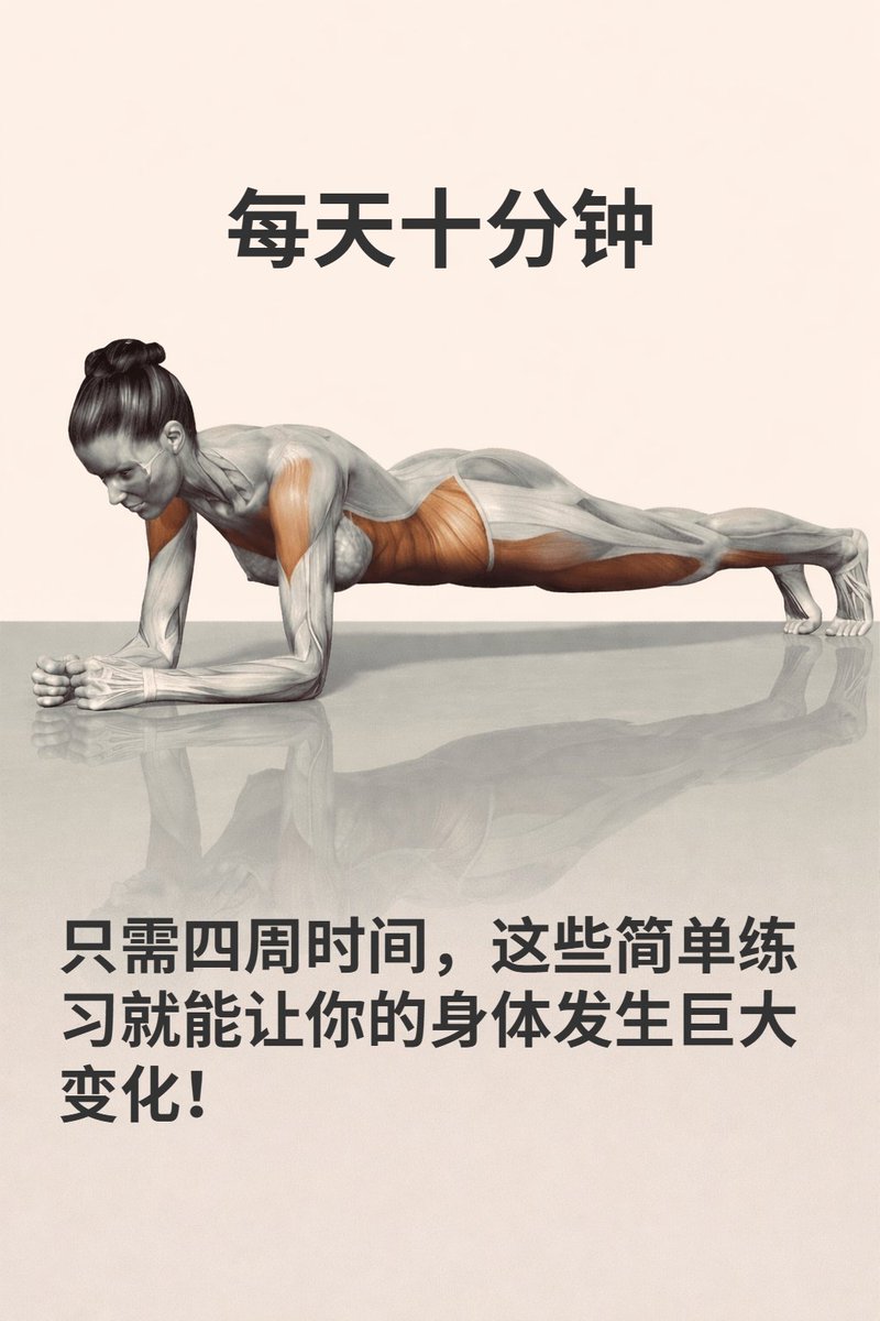 Techbruneth's tweet photo. 每天10分钟。这就是你需要的全部。  

不需要在健身房花费数小时，不需要昂贵的设备。  

只需要你的身体、呼吸和坚持。  

这7个动作可以在4周内改变你的身体和重置你的心态。🧵