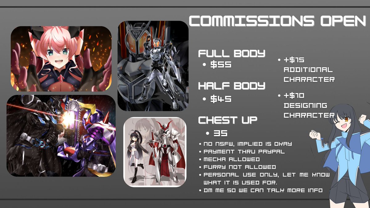 Rei_eiiii8's tweet image. A new year means a new round of commissions, this time with a new sheet, so commissions are open once again!

 Nothing changed, just the samples shown.