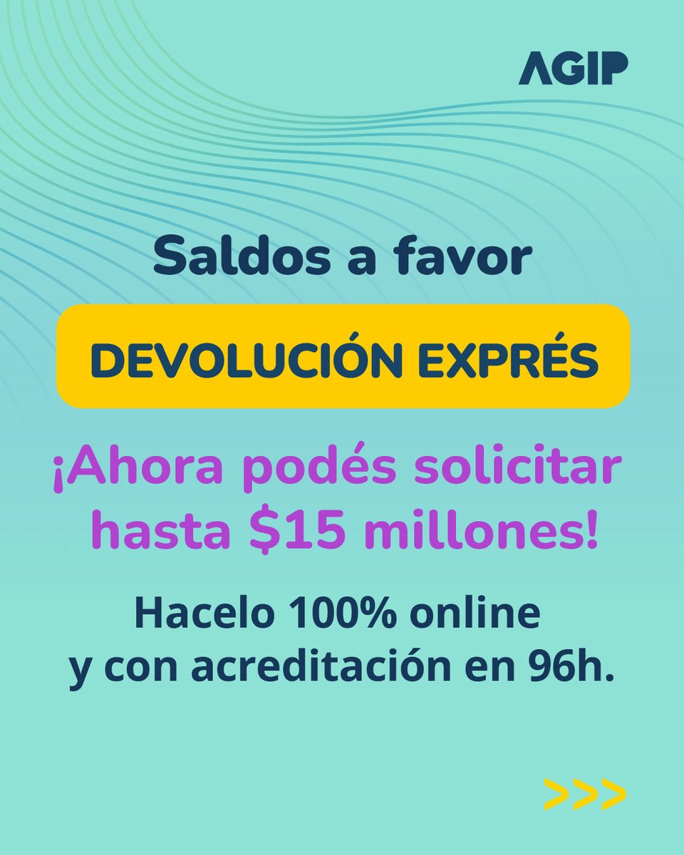 ¡Ampliamos a $15 millones el monto para solicitar la devolución de Saldos a Favor!

✅ Más vecinos podrán aprovechar este trámite, que ya benefició a alrededor de 20 mil contribuyentes.
✅ Es simple, exprés y 100% online, con acreditación del dinero en hasta 96 h.