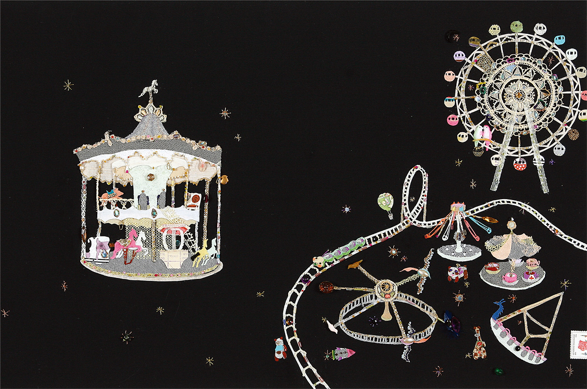 gumcats's tweet image. works from illustrator and collage artist yoko hasegawa
made by using various materials such as lace, beads, spangles, accessories, stones, kimono, cloth

haseyoko.com/works/