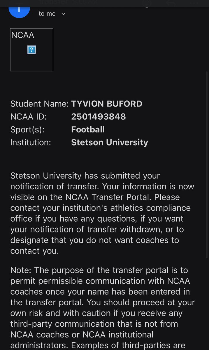 Officially in the transfer portal 
<a href="/SSN_Portal/">Sidelines Transfer Portal (logged out)</a> <a href="/CollegeFBPortal/">College Transfer Portal</a>