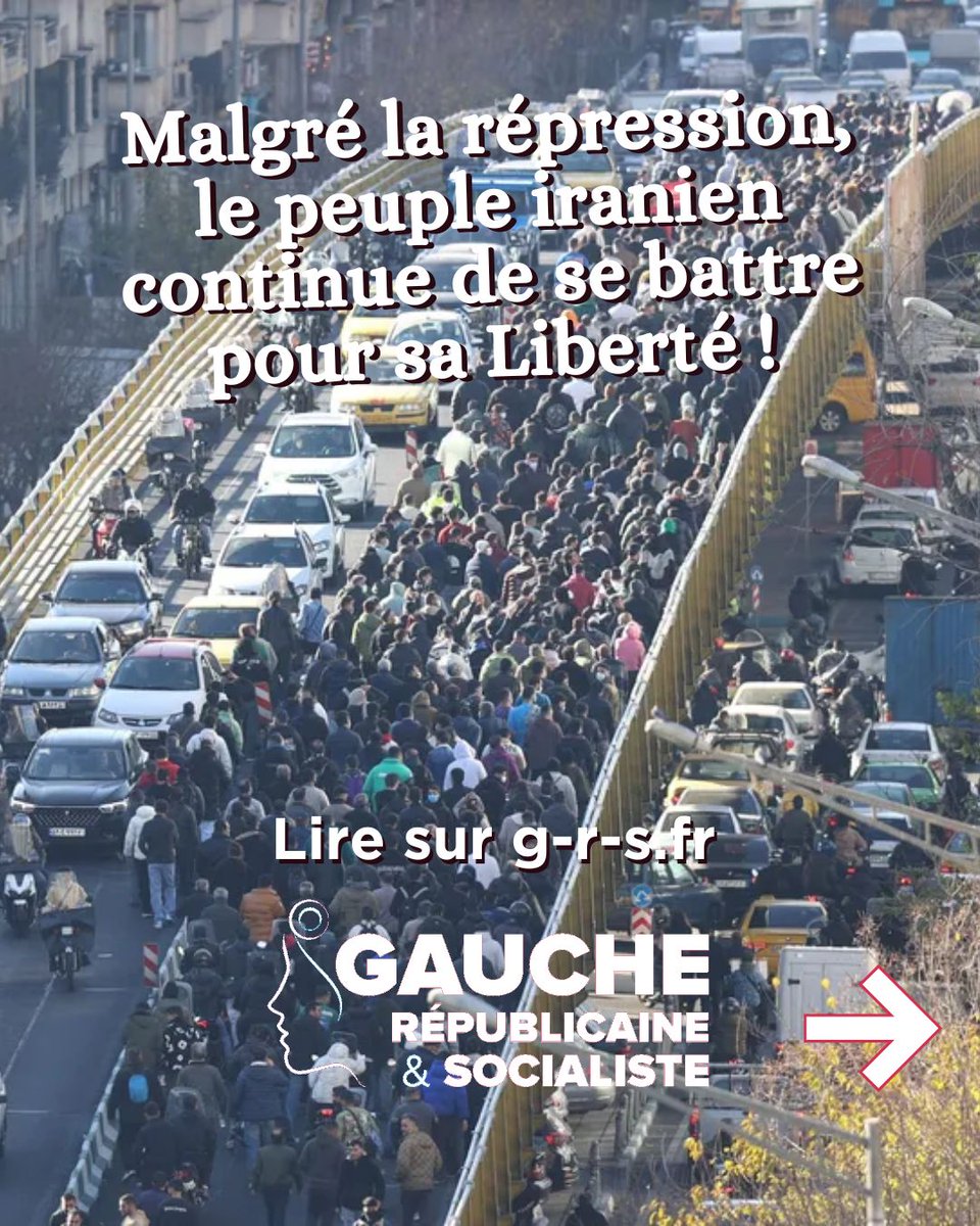 Gauche_RS's tweet image. La GRS réaffirme son soutien aux Iraniens qui luttent pour abattre la dictature et la répression de la République Islamique.
Nous soutiendrons sans réserve celles et ceux qui veulent écraser l’infâme.
👉 g-r-s.fr/soutien-au-peu…
#Iran #IranProtests #démocratie #liberté #islamisme