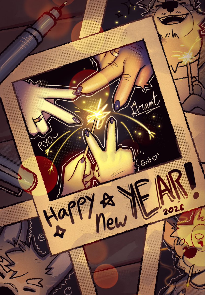 GritFR's tweet image. had to also celebrate new years with my ocs"