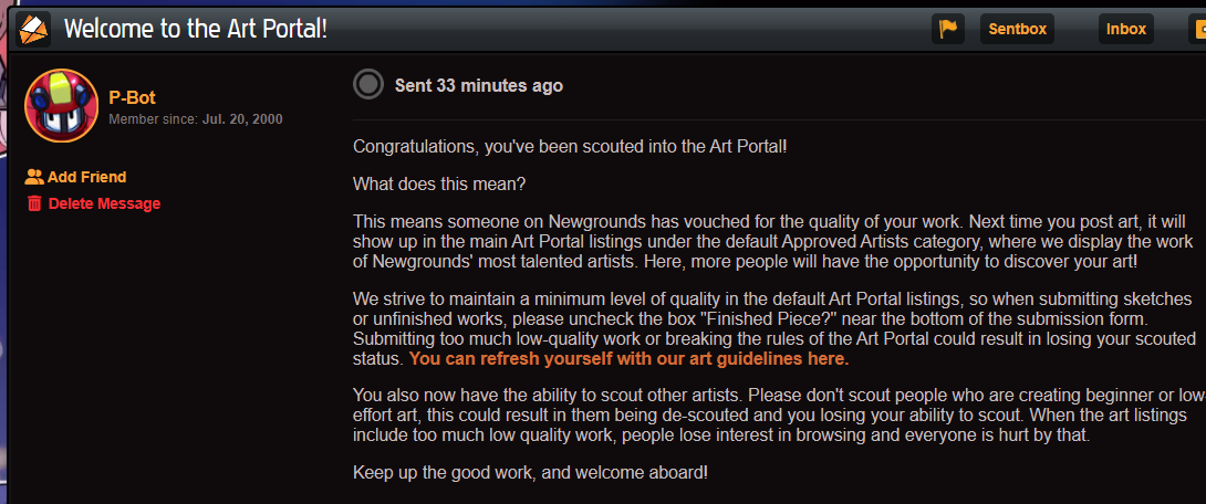 j'ai été scouté sur newgrounds!!! 

je peux poster sur leur channel art principal maintenant :DD