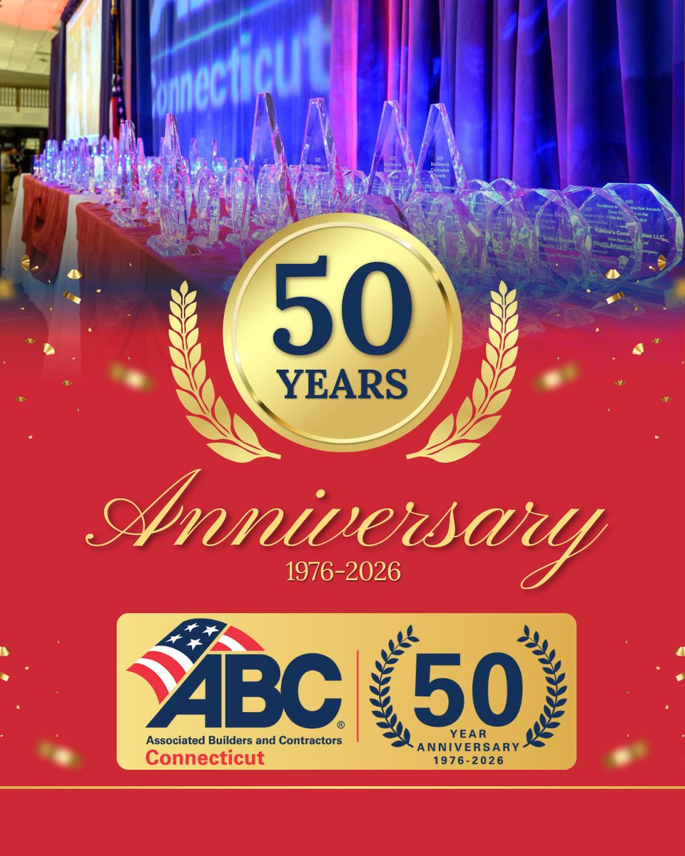 We’re proud to share that ABC Connecticut is heading into our 50th year! 🎉

Thank you to our incredible members, partners, and community for helping us build a safer, stronger future together. Stay tuned for the celebrations to come throughout 2026!

#ABCMeritShopProud #ctabc