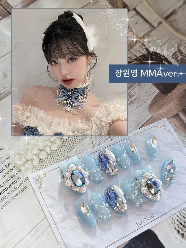 네일디자인의뢰 - 장원영 MMA ver.
blog.naver.com/jazznail/22413…
푸른 색 베이스에 진주와 큐빅 장식을 많이 달아보았어요.
이쁜 원영이 테마로 작업할 수 있어서 기분 좋았습니다~

#수제네일팁 #네일커미션 #네일팁커미션