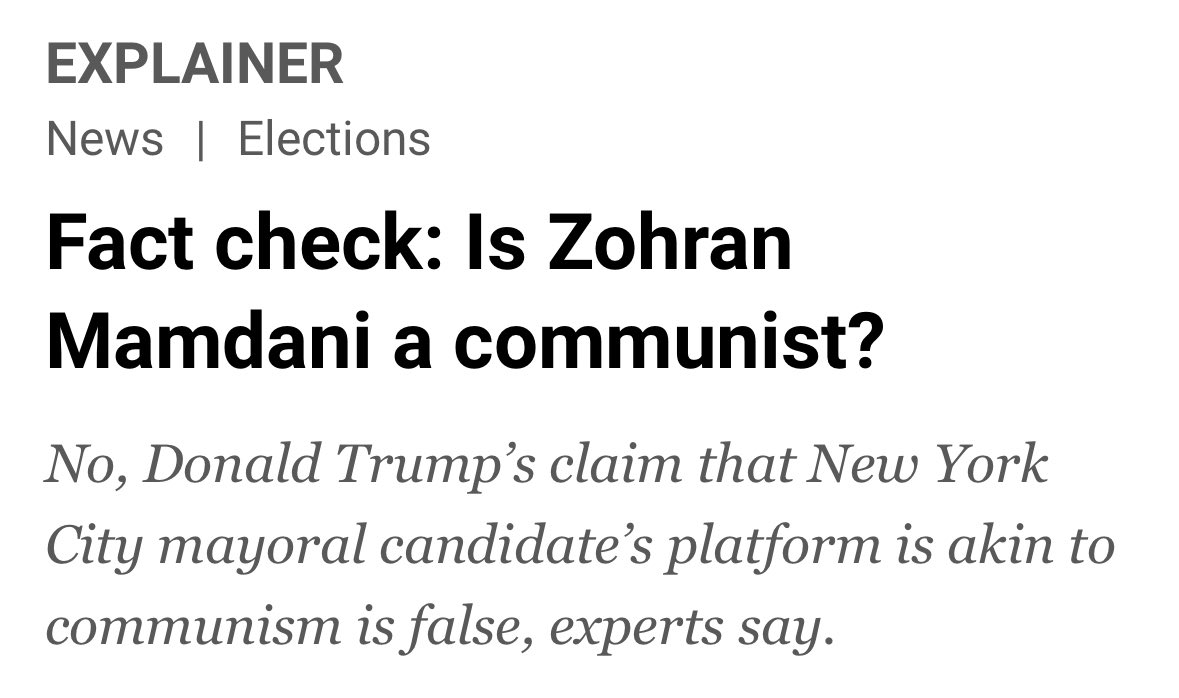 bonchieredstate's tweet image. Mamdani: We need to seize the means of production, have the government buy up all the property, take away the rights of landlords, open government-owned grocery stores, and end rugged individualism to embrace the warmth of collectivism. 

Press: