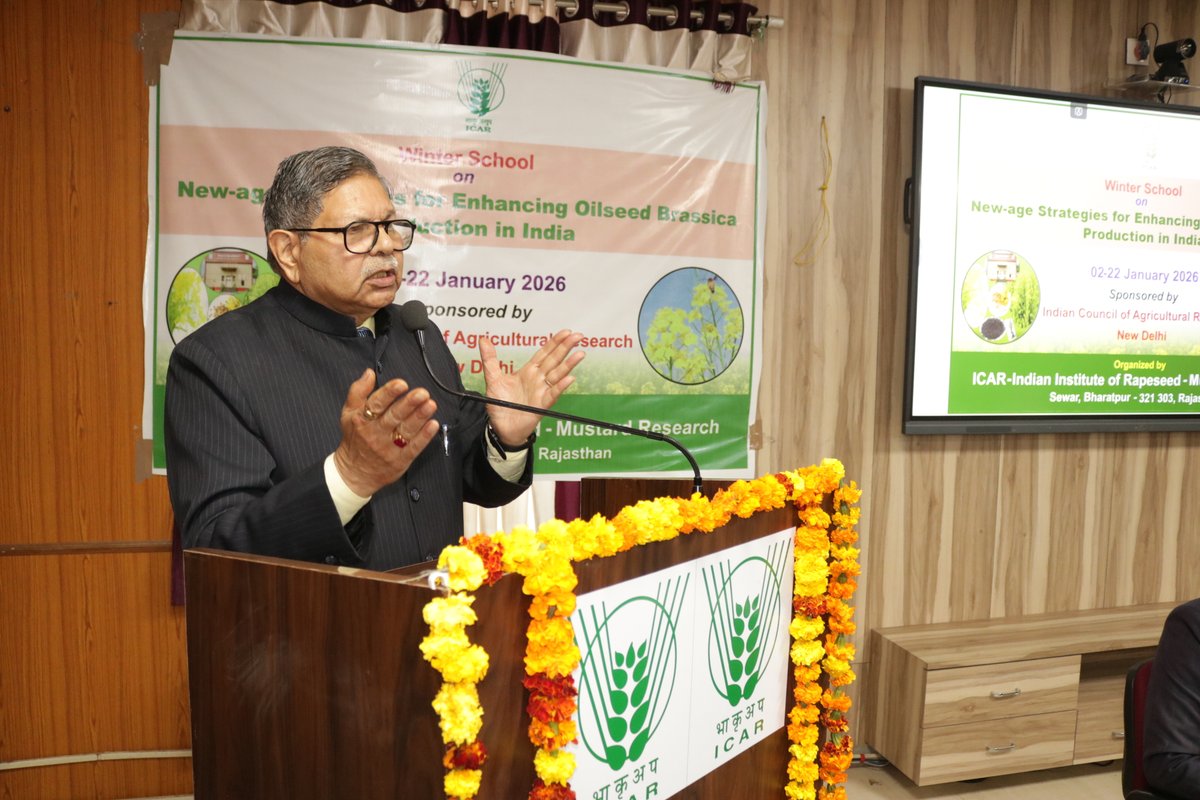 icardrmr's tweet image. ICAR–IIRMR, Bharatpur commenced a 21-day Winter School on “New-age Strategies for Enhancing Oilseed-Brassica Production in India” (Jan 2–22, 2026).Today, the inaugural function was graced by Padma Shri Dr. Arvind Kumar, founder VC, RLBCAU and former DDG (Edu), ICAR as Chief Guest