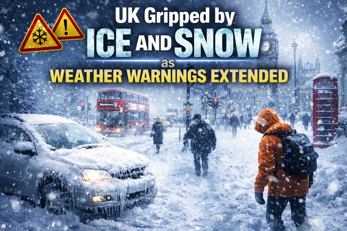 plplnewscom's tweet image. UK Gripped by Ice and Snow as Weather Warnings Extended
Read more about it
👇
plplnews.com/uk-gripped-by-…
#UKWeather
#SnowAlert
#IceWarning
#MetOffice
#BreakingNews