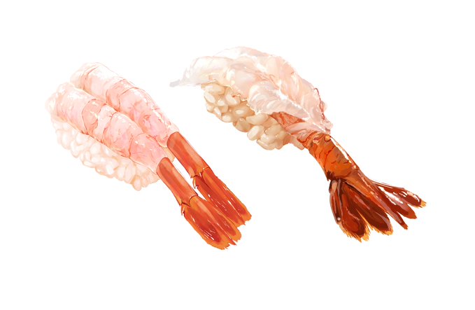 これはついったにセンシティブ判定された過去を持つエビの寿司の絵 