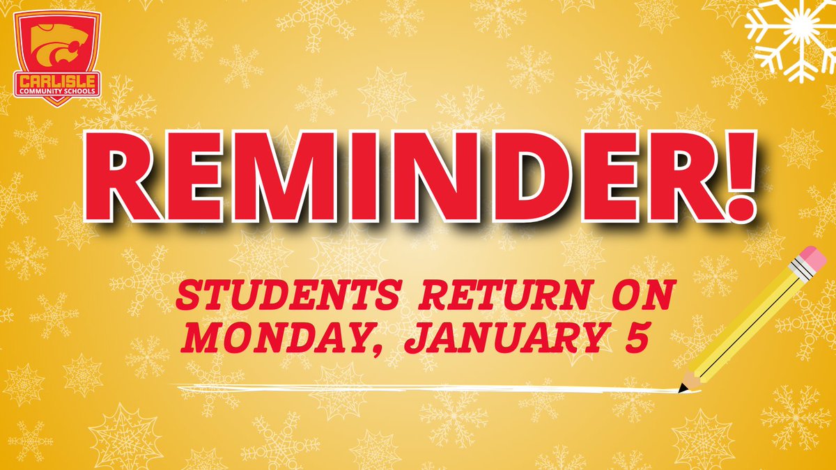 Reminder: School resumes on Monday, January 5. We look forward to welcoming our students and staff back as we embark on the rest of the school year! 📚✨