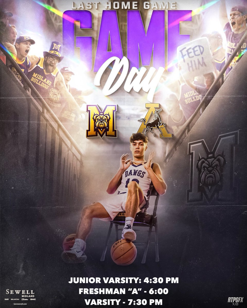 DawgHoops1's tweet image. Game day!!

All games at MHS 
📅Friday January 2nd 
Andrews  🆚 Midland 
⏰4:30 9A MHS
⏰6:00 JV MHS 
⏰7:30 Varsity MHS 

📺- midlandisdsports-bulldogs.com/broadcasts

🎟️ midlandisd.net/tickets

@AthleticsMISD @MidlandHigh_MHS @MWTsports @BLReese1 @reese_puckett @NewsWest9Sports @Big2_Sports