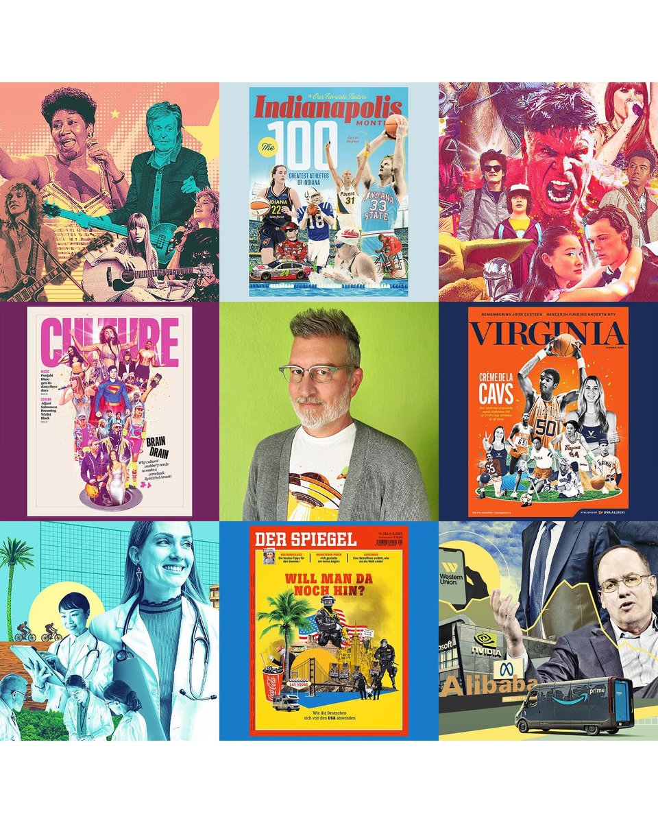 MendolaArtists's tweet photo. Favorite trend 🫶 Each showcasing the artist's unique style and story of the year. #artvartist2025 
Looking forward to another year of amazing artwork 🎉 

Irina Kiro // Ryan Olbrysh // @jamesboast // @benillustrator // Carolina Pelaez https://t.co/2ZxMX5x5Zv