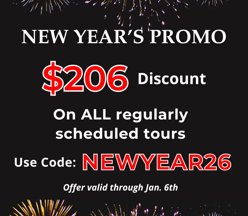 New Year's Sale!
Save $206 on our Series Tours Pilgrimages
Use Promo Code: NEWYEAR26
Sale ends 01/06/26