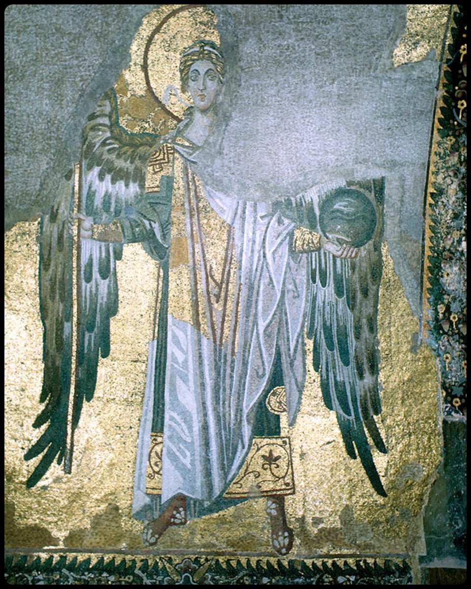 RomeInTheEast's tweet image. Mosaic of the Archangel Gabriel in the Hagia Sophia