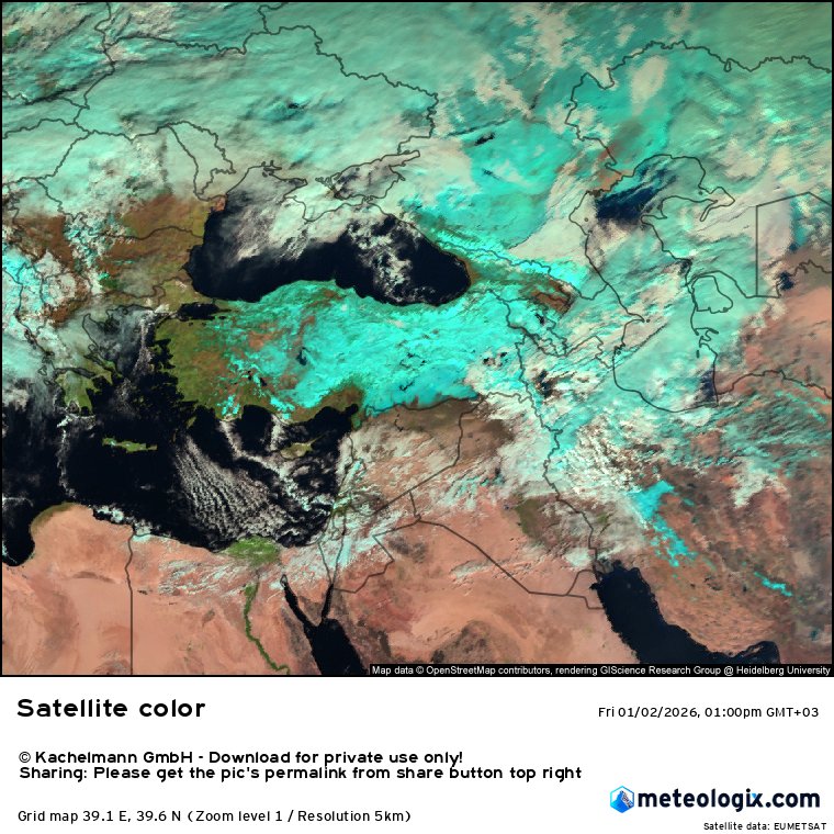 يلاحظ كثافة و حجم #الثلوج ما شاء الله بارك الله على هضبة #الأناضول و سهول #القوقاز بهذا الوقت بداية يناير 2026 حيث غطت كامل الأراضي الأناضولية الشرقية و الوسطى و أجزاء من الغرب وحتى حدود سوريا مقارنة بالعامين الماضية 2025 و 2024 حيث كانت الثلوج ضعيفة و تتركز على الأراضي المرتفعة!