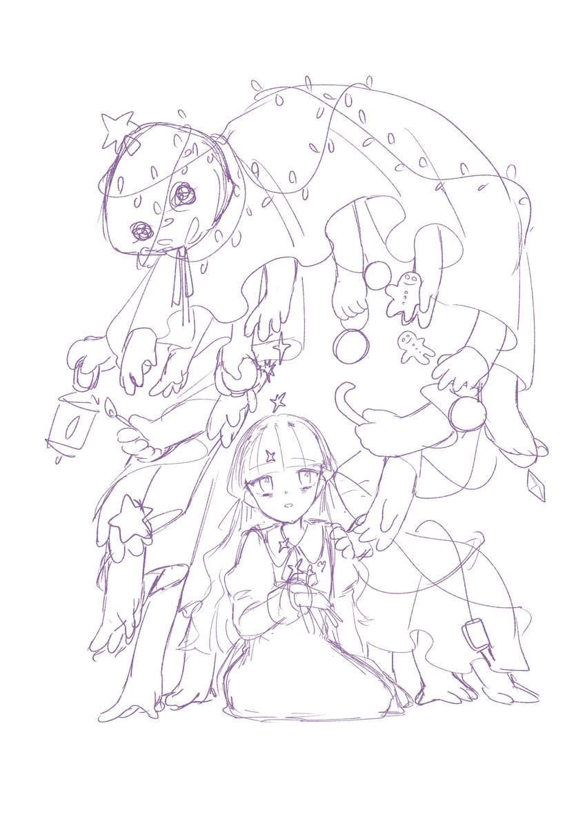 ppp_mu5ta's tweet image. 年越してから描くハロウィンキャラのクリスマスモチーフ絵からしか得られない栄養がある