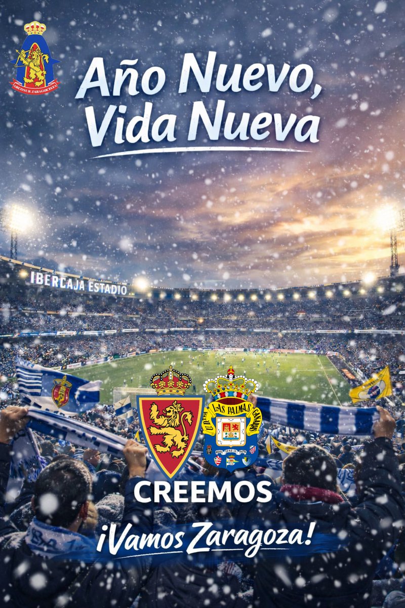 Primer partido de 2026. El fútbol vuelve a casa, al Ibercaja Estadio.

Partido muy difícil, contra el segundo.

En Arcosur Zaragocista CREEMOS. 

¡Se Puede!

¡Vamos Zaragoza! 

REAL ZARAGOZA-UD LAS PAMAS
Dom. 4. 18:30 h.
Laliga Hypermotion TV
GOL, TEN, Aragón TV