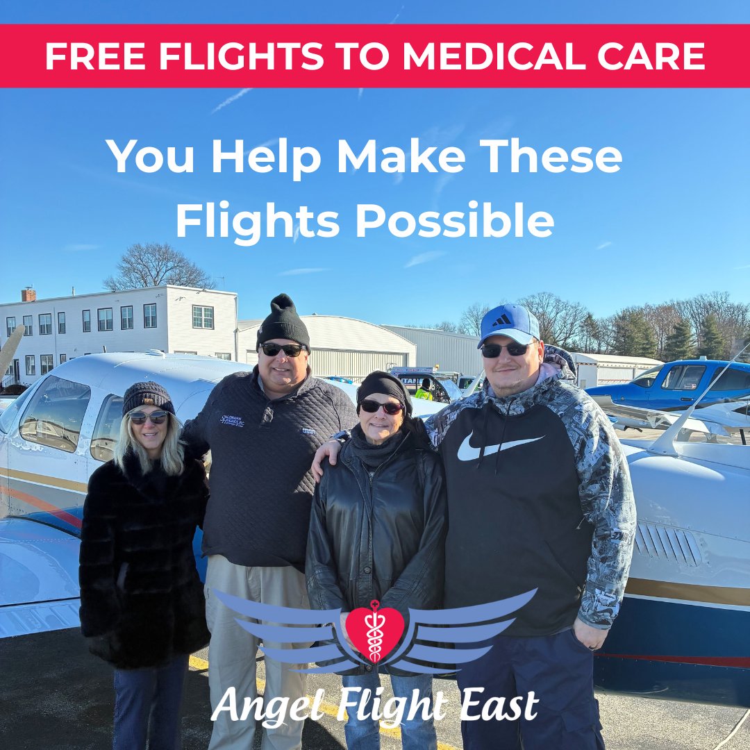 Angel Flight East volunteer pilot Kurt flew Nelene and her son home after her treatment for Stage 4 ovarian cancer. Your generosity helps AFE provide free flights during tough times. 💙 ✈️ Donate today: angelflighteast.org/donate.html