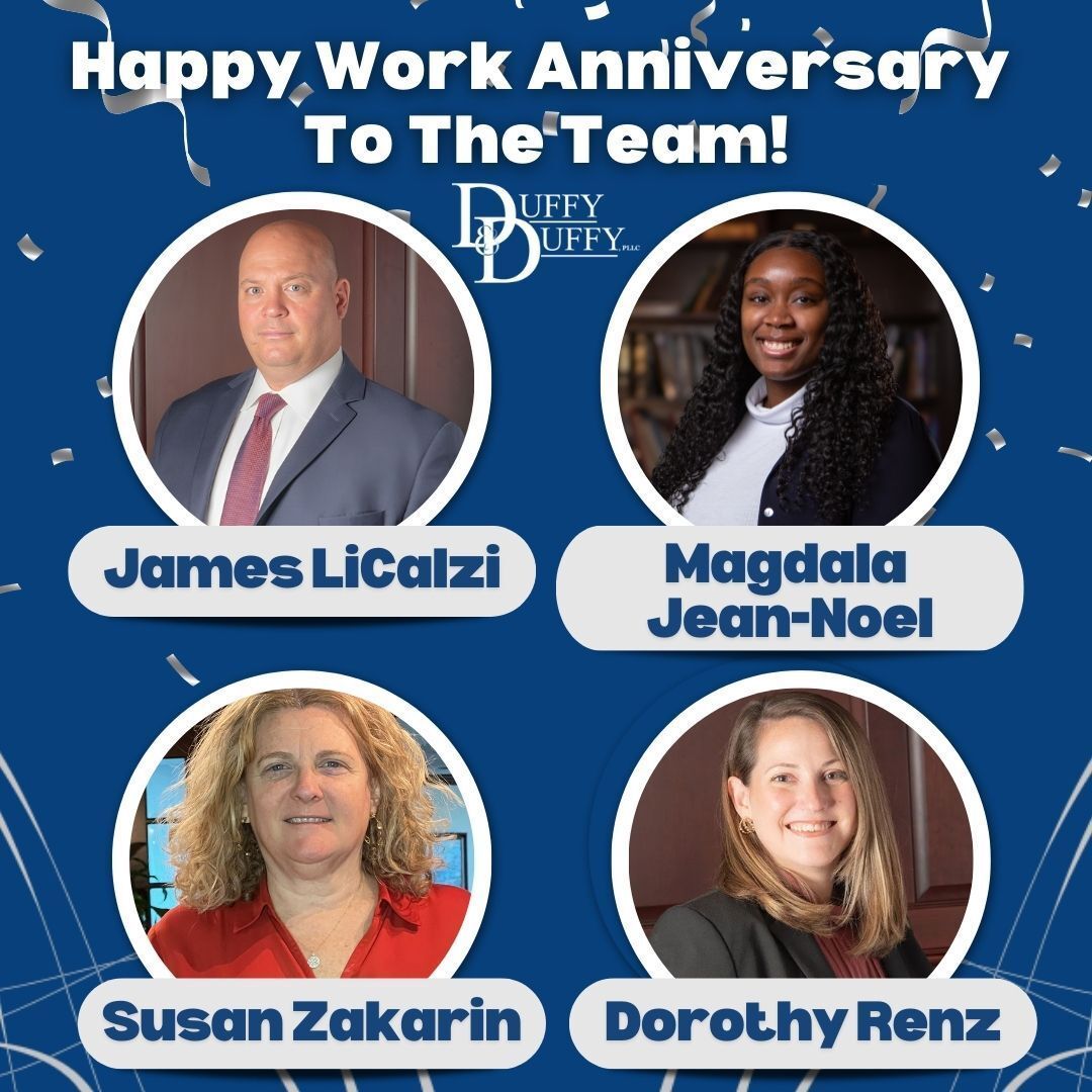 Huge shoutout to our incredible team members celebrating milestones this month!

👏 James Licalzi – 25 yrs
👏 Dorothy Renz – 20 yrs
👏 Susan Zakarin – 18 yrs
👏 Magdala Jean-Noel – 3 yrs

Your dedication drives everything we do at Duffy &amp; Duffy. Thank you!
buff.ly/jHfwkFl