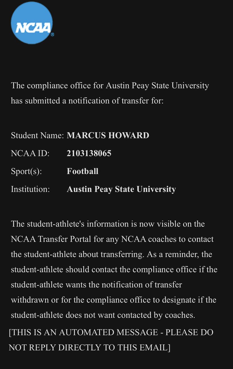 marcus_howard15's tweet photo. Officially in the transfer portal 🙏🏽 https://t.co/u64fhMGlGs