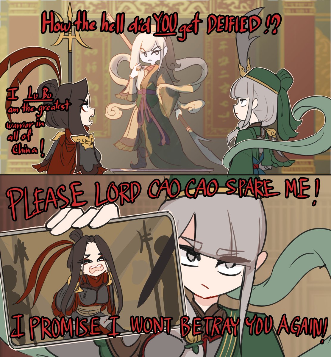 CenturiiC's tweet image. despite being recognized as the greatest warrior.
Lu Bu was an absolute asshole to everyone he served.