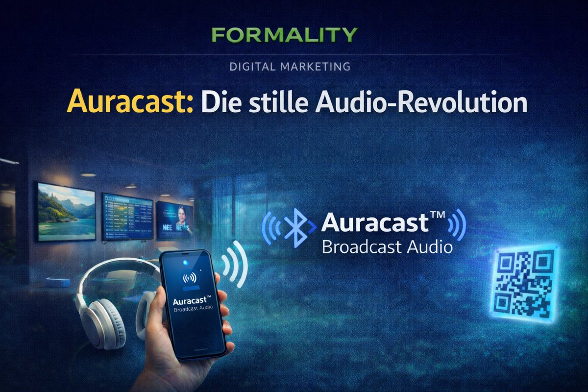Auracast ist der neue Audio-Standard, der Marketing und Location-Based-Services verändert. Audio-Broadcasting für alle – ohne Pairing-Stress.

Warum das für Hotels &amp; Agenturen ein Gamechanger ist: formality.de/de/blog/digita…

#MarketingTrends #Auracast #FORMALITY #screenfox #lobbytv
