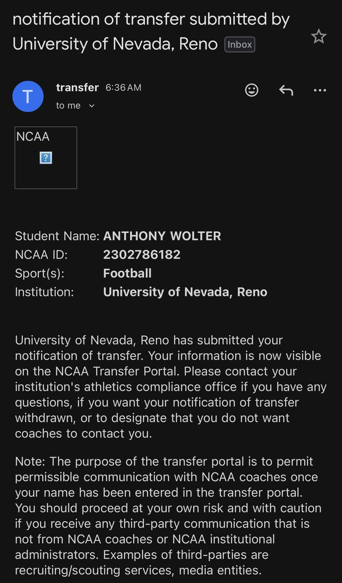 anthonywolter11's tweet photo. OFFICIALLY IN THE TRANSFER PORTAL
QB with 3 years of eligibility! 
Open to all conversations! @AgentG55 https://t.co/LcTtPJIBa3