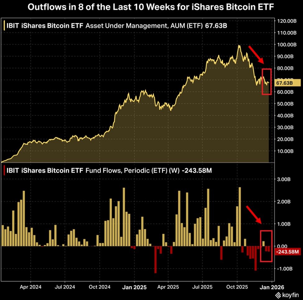 📉KOBEISSI: Perdite storiche per i Bitcoin ETF: il $IBIT registra deflussi netti di -244 milioni di dollari in una settimana