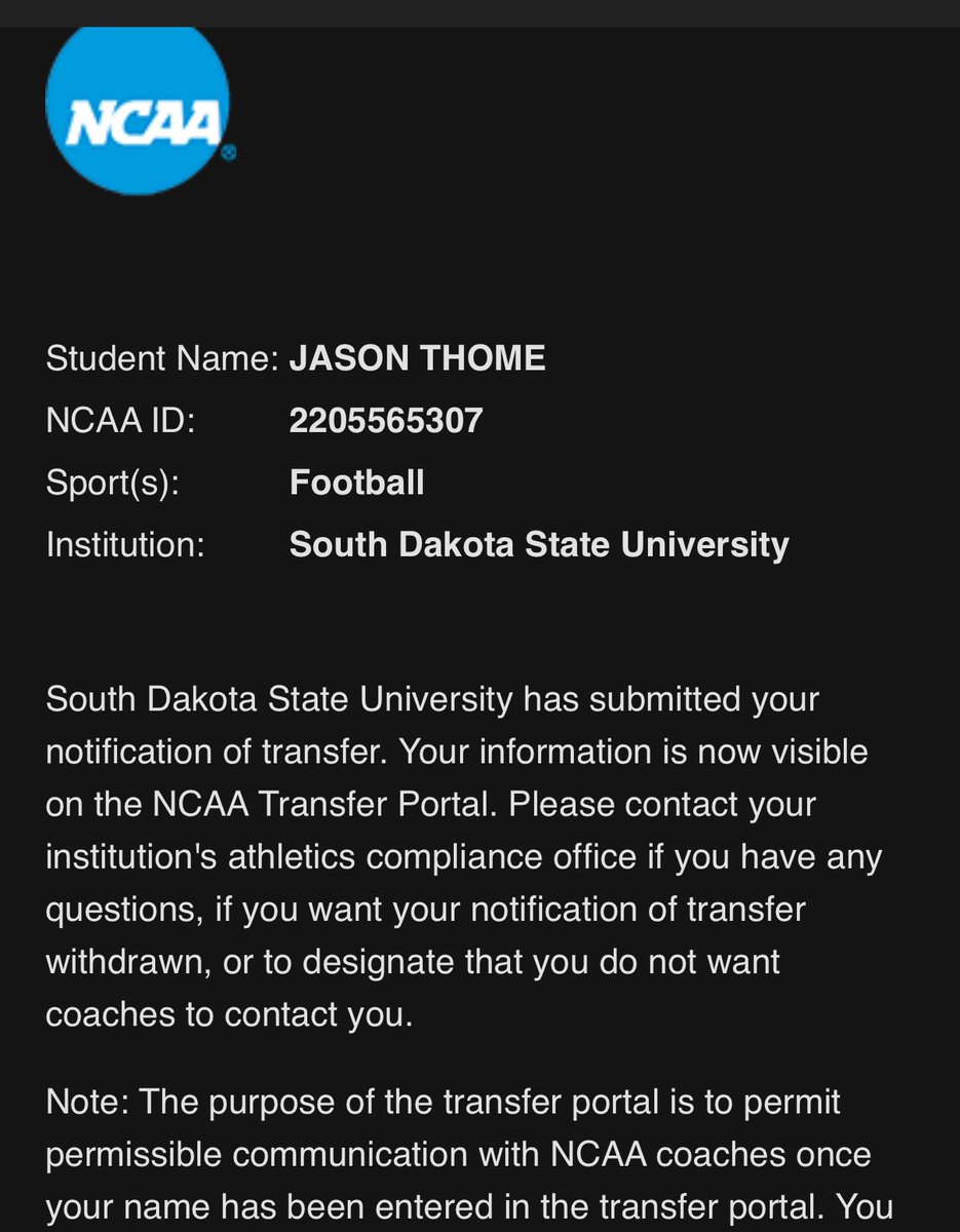 JasonThome12's tweet image. Officially in the Portal!
Phone Number: 720-765-6427
Email: jasonthome22@yahoo.com
NCAA ID#: 2205565307
6 ft 200 lbs. 
2 years Eligibility 
Redshirted 2025 at South Dakota State
Stats: (Started Freshman + Sophomore year at Colorado Mesa) 
21 Games Played (started 20)
86 Total…