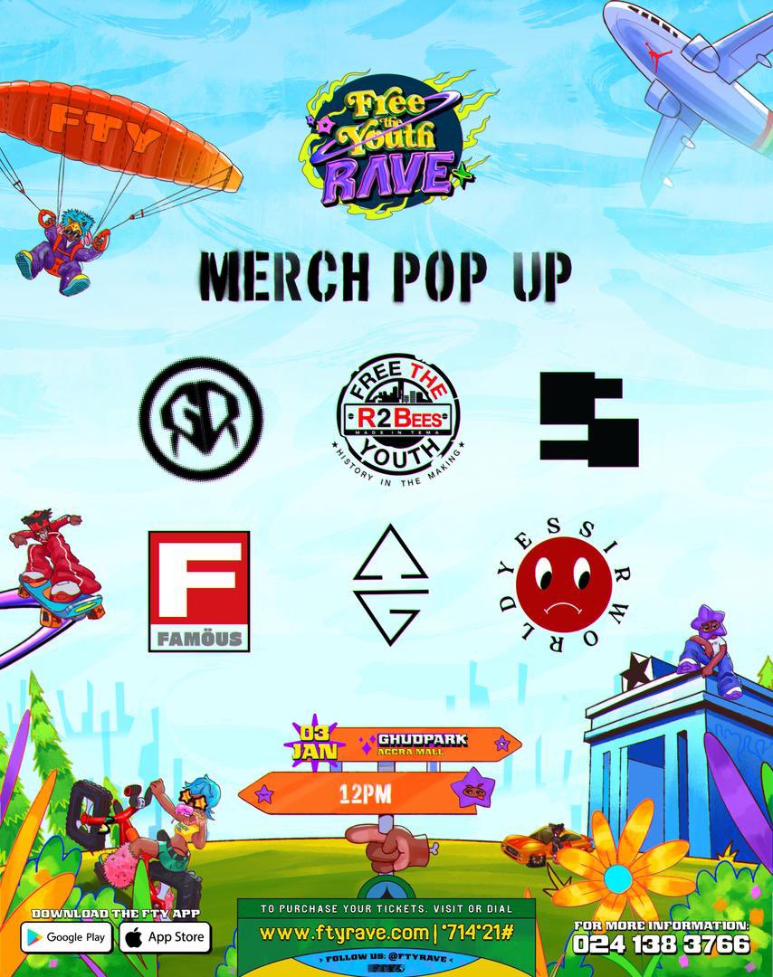 ftyrave's tweet image. THERE WILL BE A MERCH POP UP AT THE @ftyrave TOMORROW, GHUD PARK ACCRA MALL❤️‍🔥 BE THERE AND COP WHAT YOU WANNA LOOK FLY IN 🦅❤️‍🔥

SECURE TICKES AT ftyrave.com OR DIAL *714*21#

#FreeTheYouth #ftyrave #TheRave  #SlamDunk jumpman23 JordanIsHere